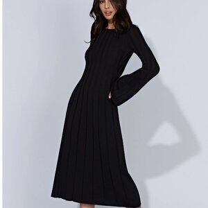 Meshki JUNIPER Flare Sleeve Knit Midi Dress - Black